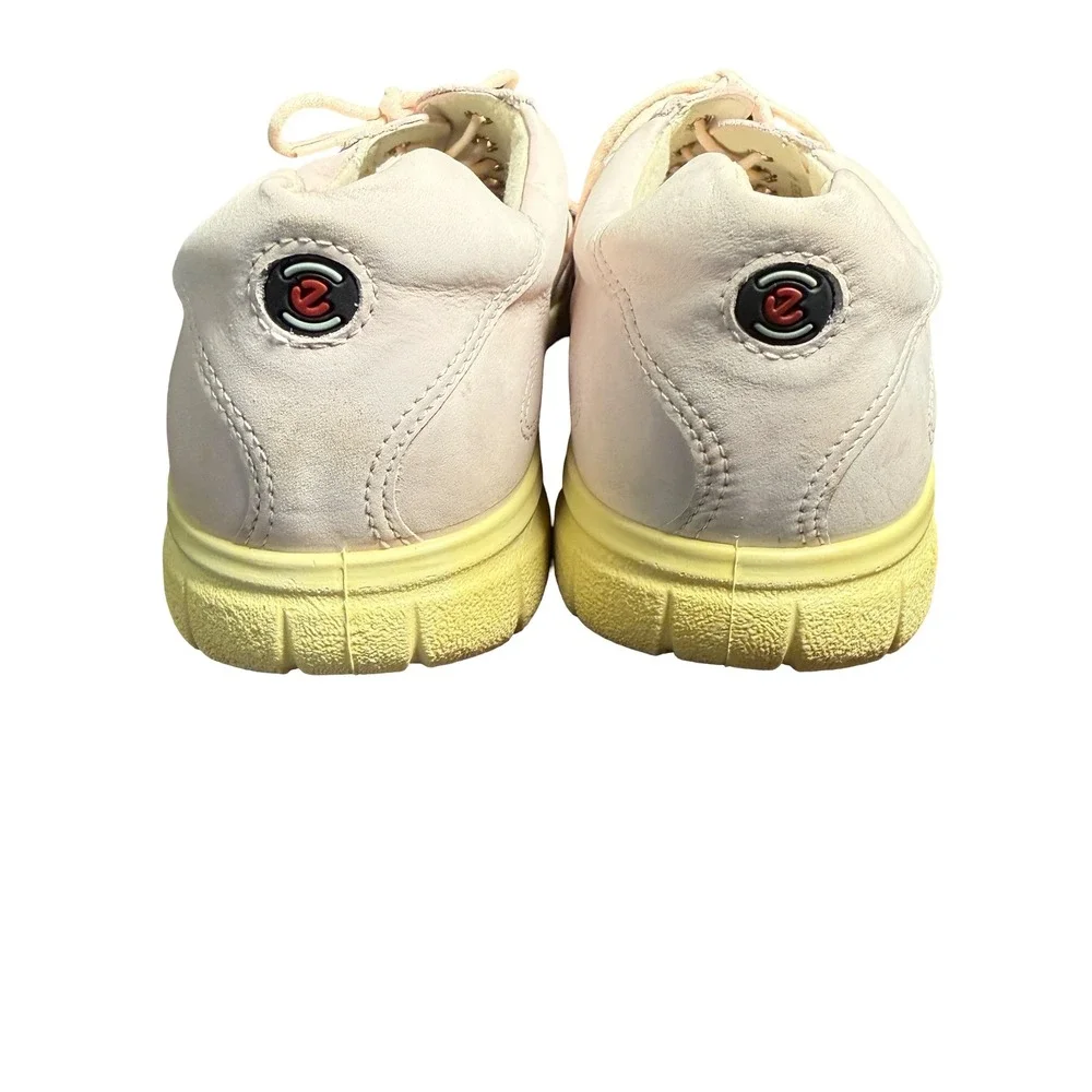 ECCO Soft Fresh Pastel Pink Leather Lace Up Walking Sneakers Shoes‎ Womens 41 10